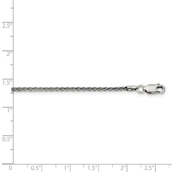1.6mm Sterling Silver Antiqued Square Spiga Chain Necklace, 20 Inch